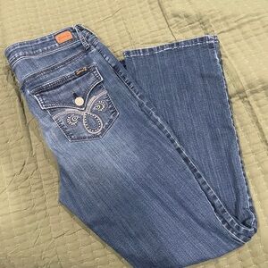 Seven7 Blue Boot Cut Jeans with Embroidery